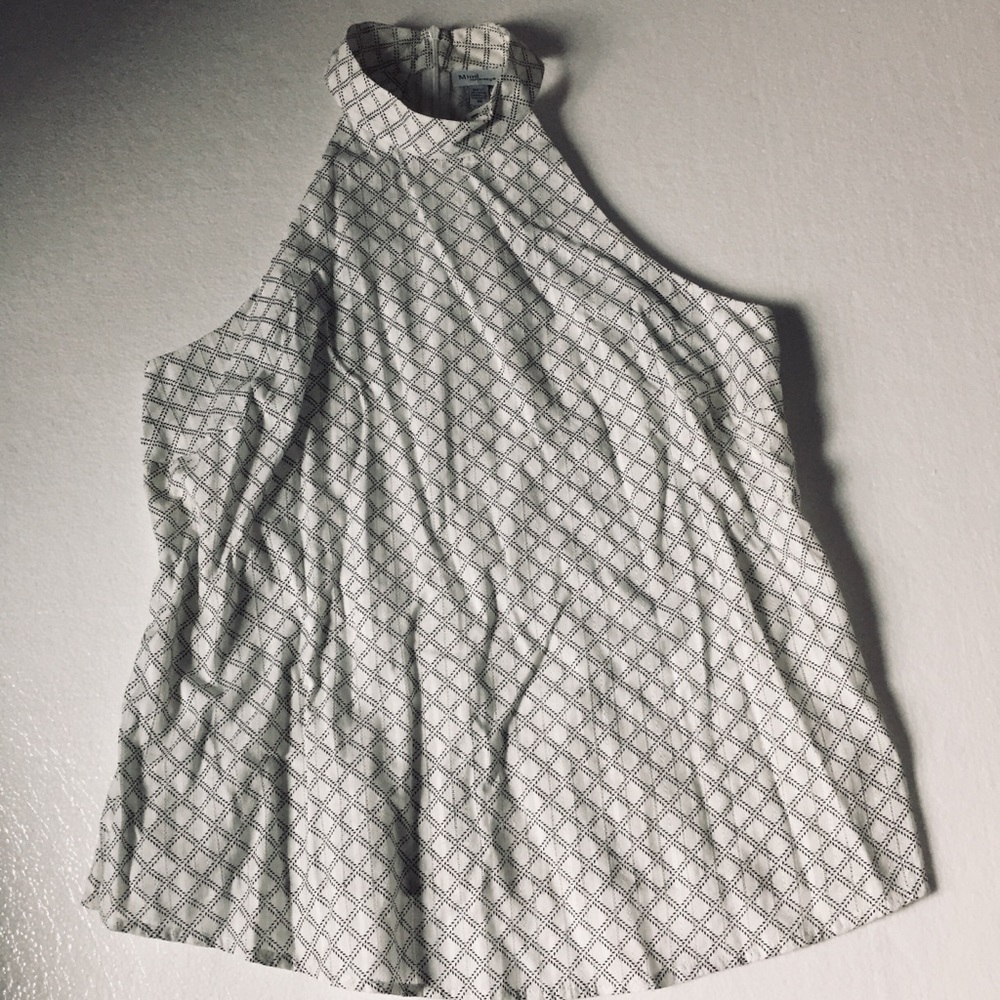 Mimi maternity white sleeveless high neck blouse